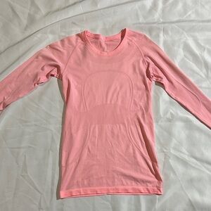 Pink Lululemon Long Sleeve Swiftly Top